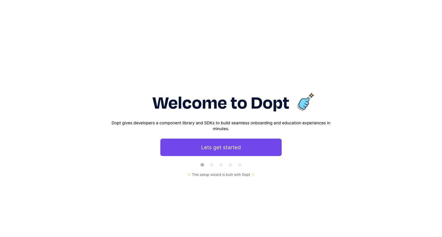 Dopt - Welcome to Dopt screen