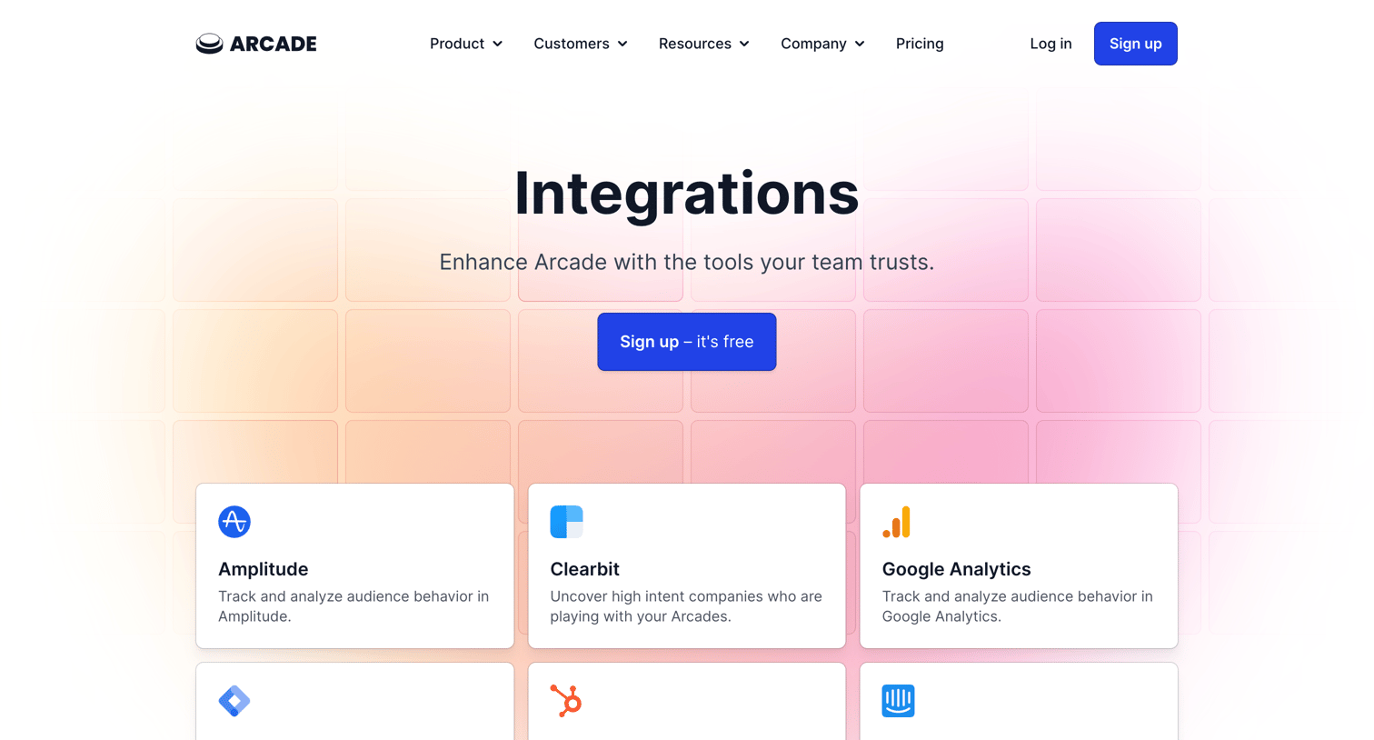 Arcade - Integrations screen