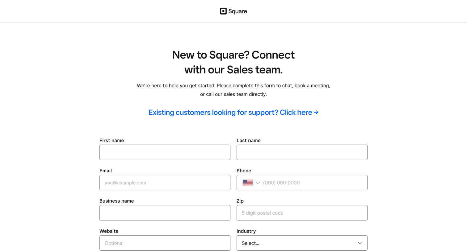 Square - New to Square Connect with our Sales team. screen