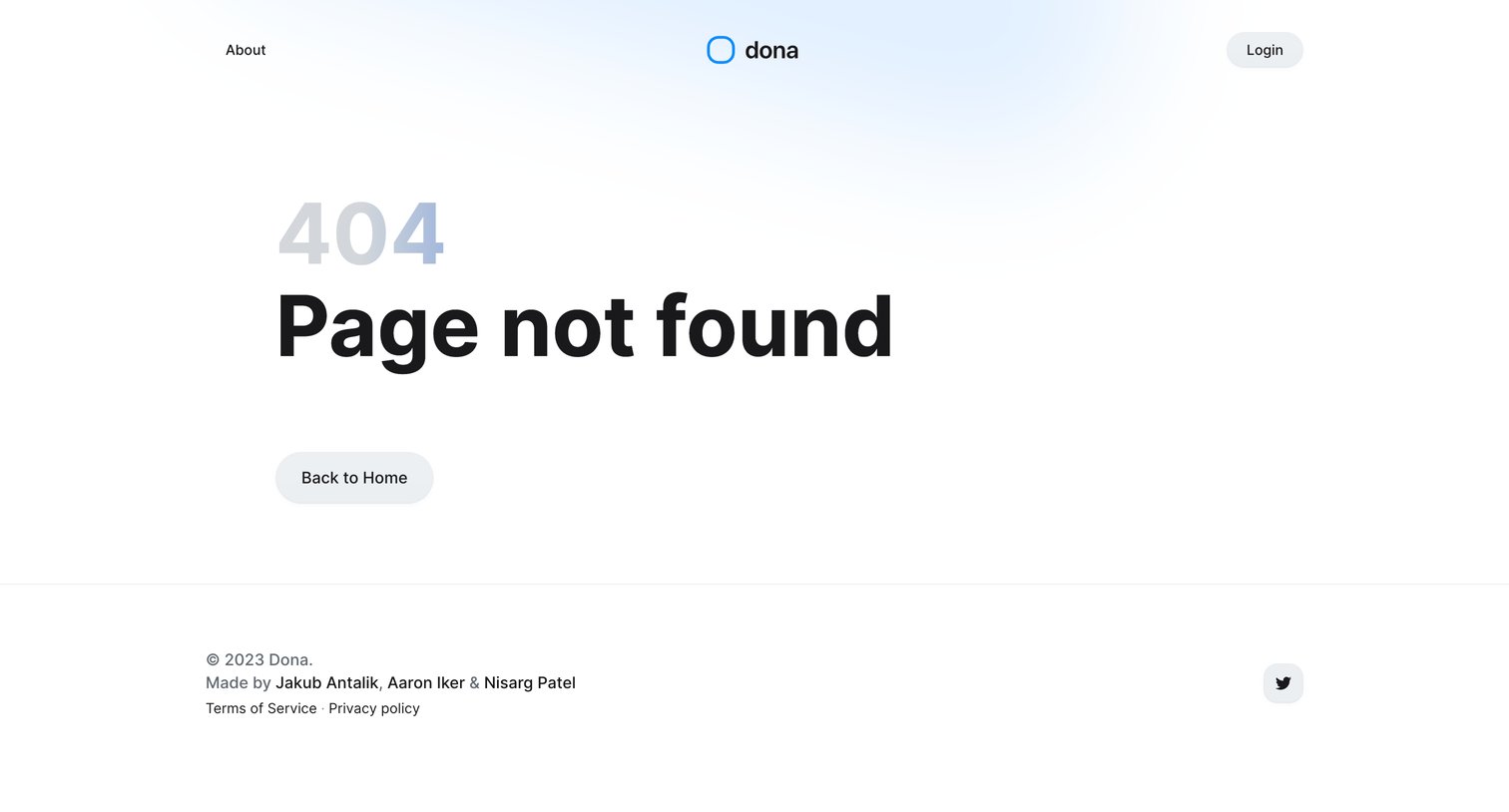 Dona - 404 Not Found - Dona screen
