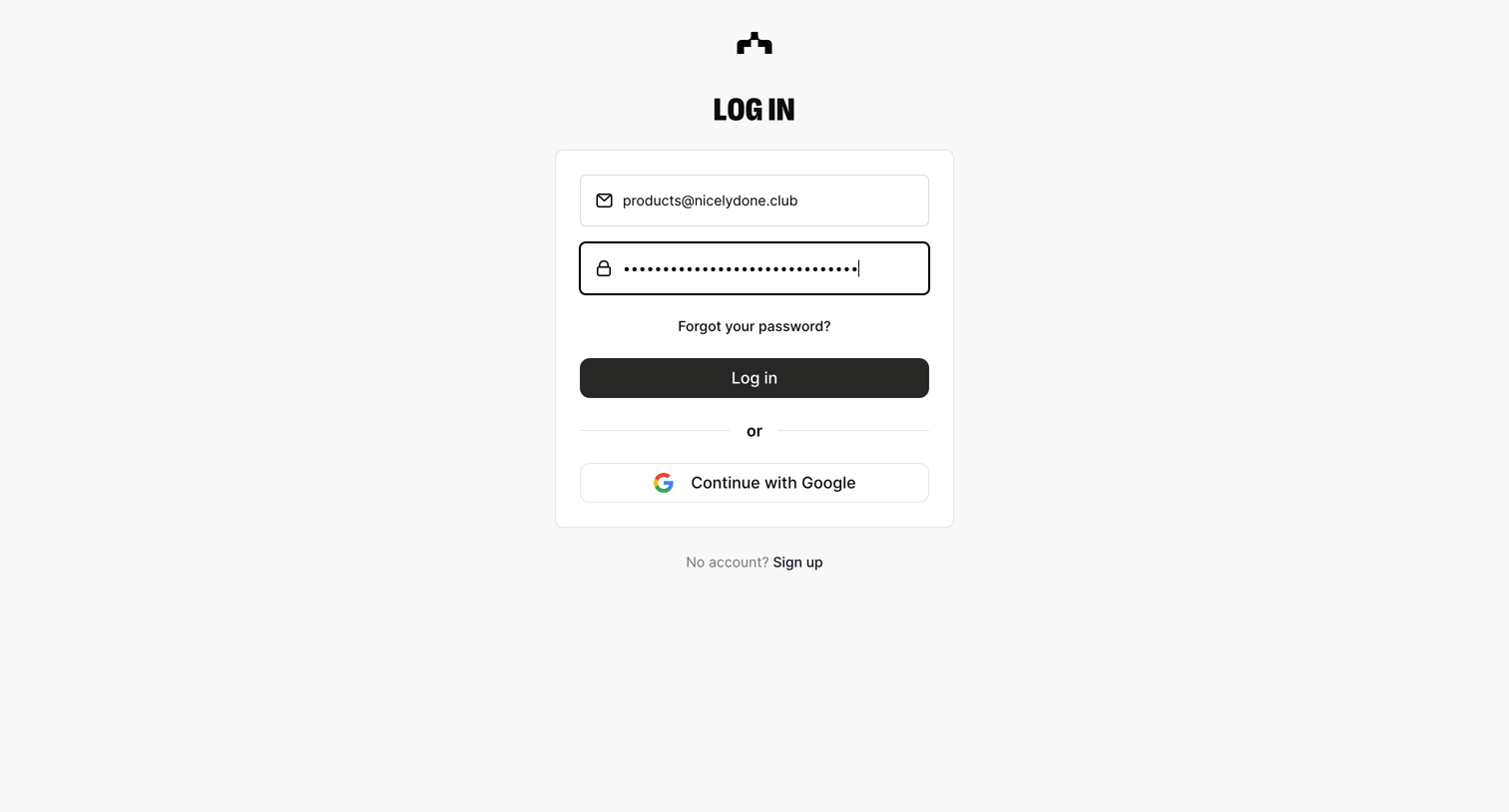 The org - Log in | The Org screen