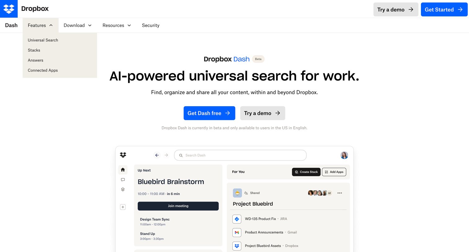 Dropbox - Dropbox Dash screen