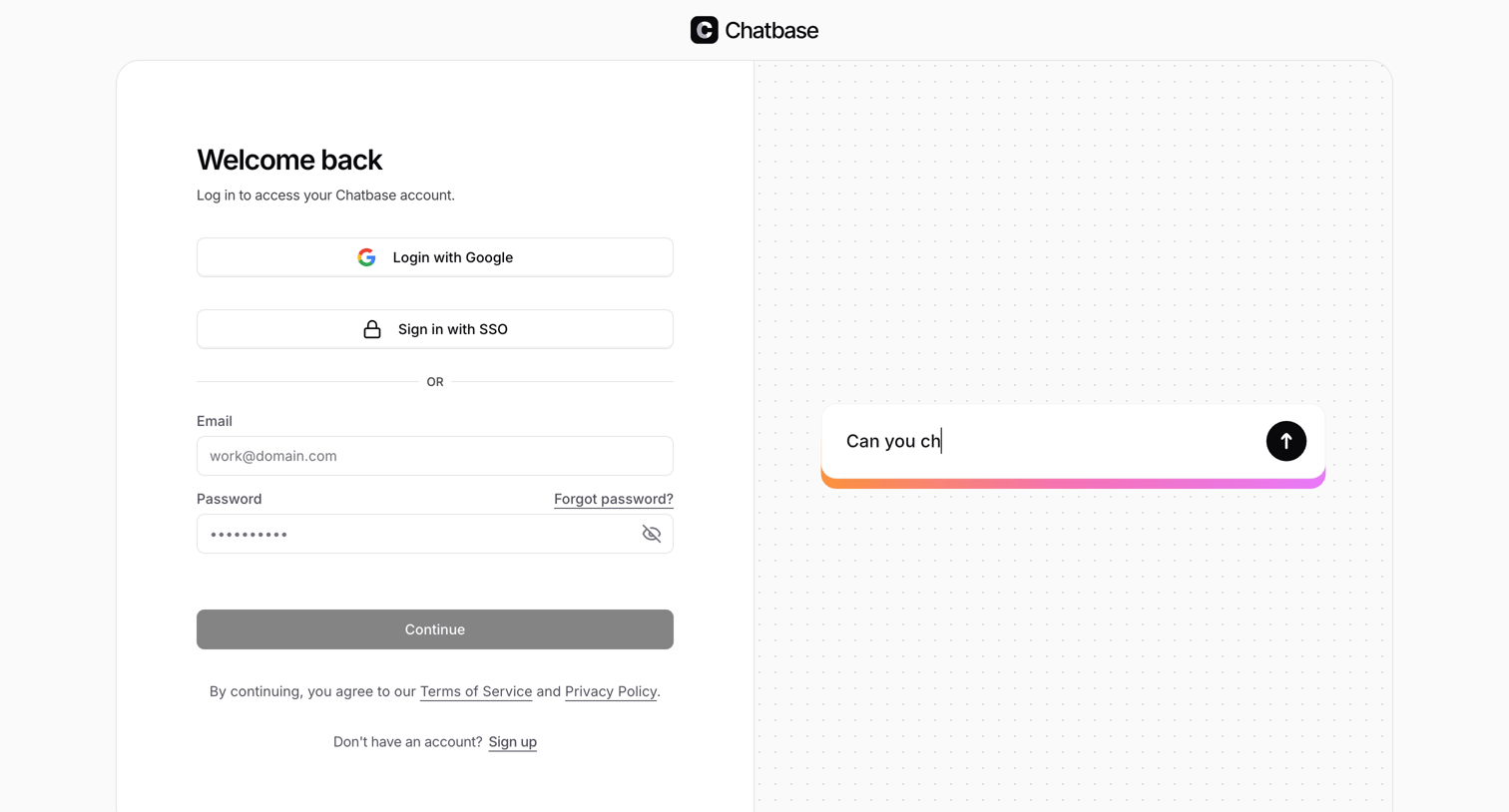 Chatbase - Sign In - Chatbase screen