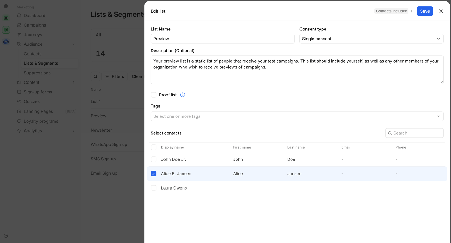 Bird - Lists & Segments | Bird screen