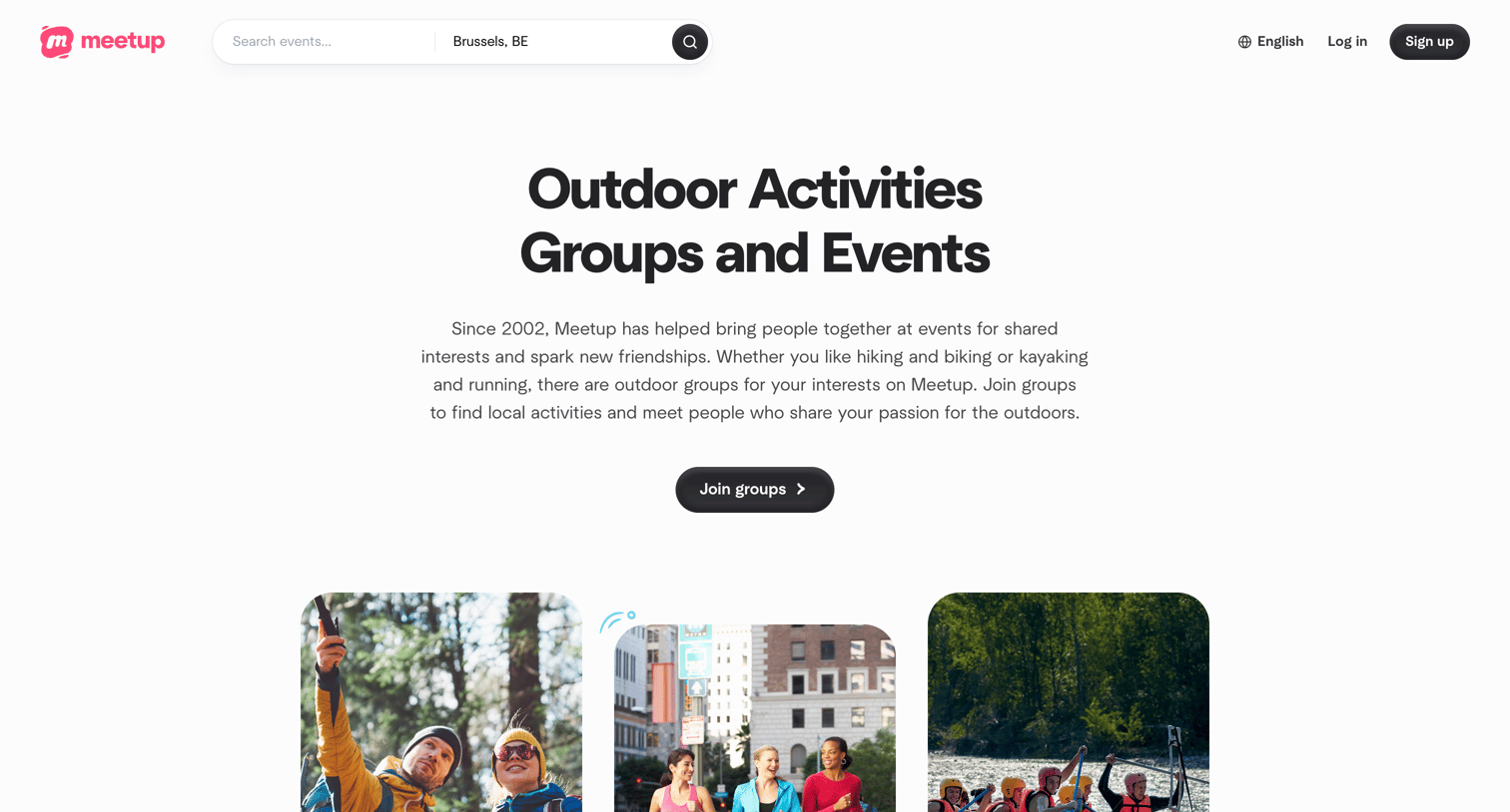 Meetup - Outdoor Activities Groups and Events  Meetup screen