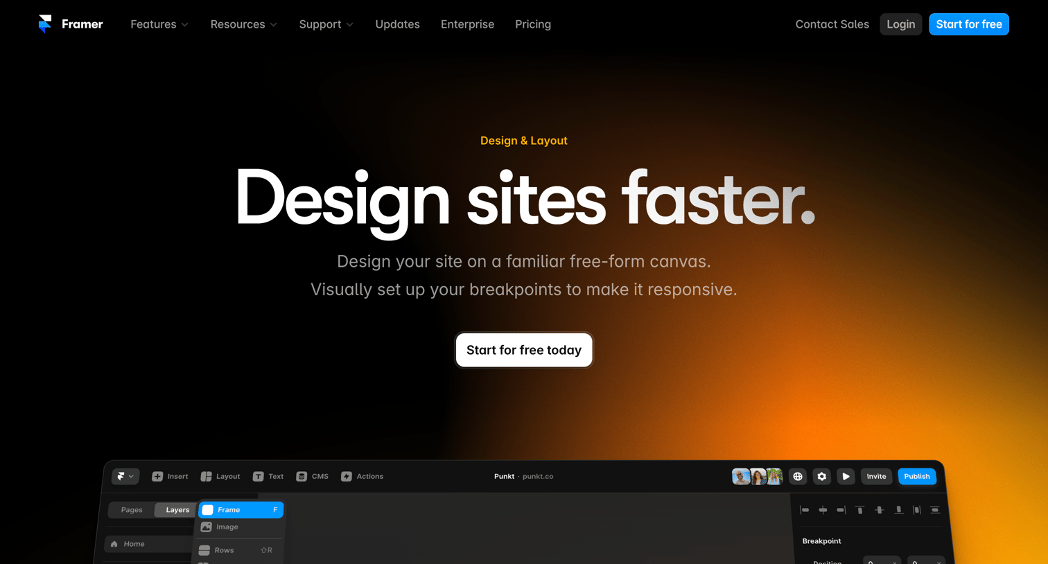 Framer - Design | Layout in Framer screen