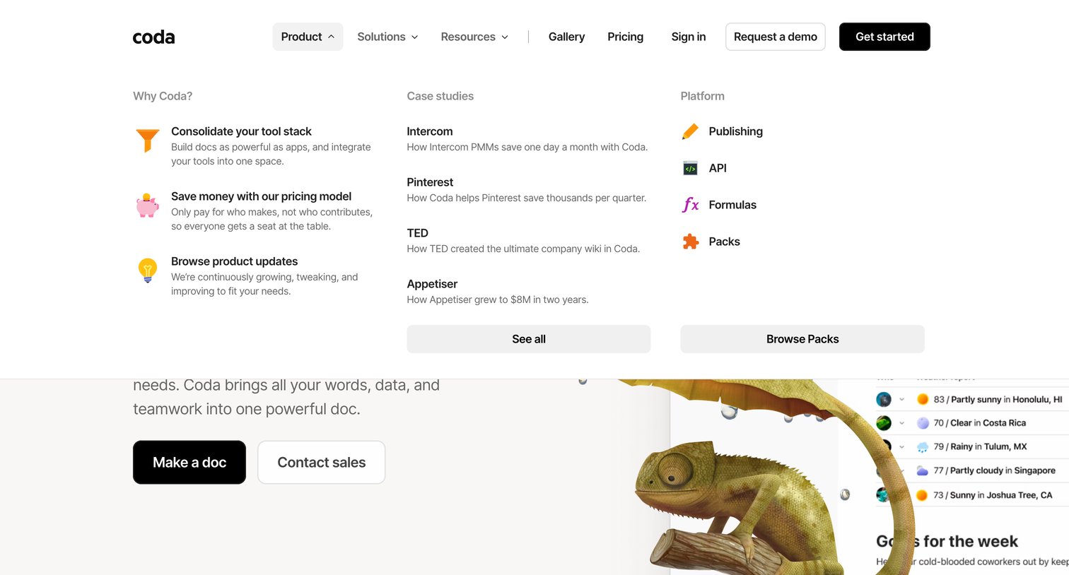 Coda - The doc for everyone, meet the evolution of docs - Coda screen