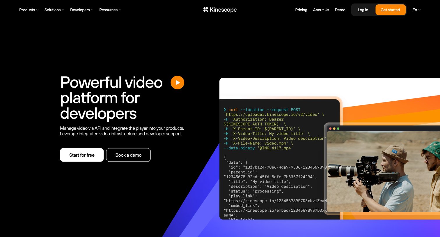 Kinescope - Video Platform for Developers — API & SDK Kinescope screen