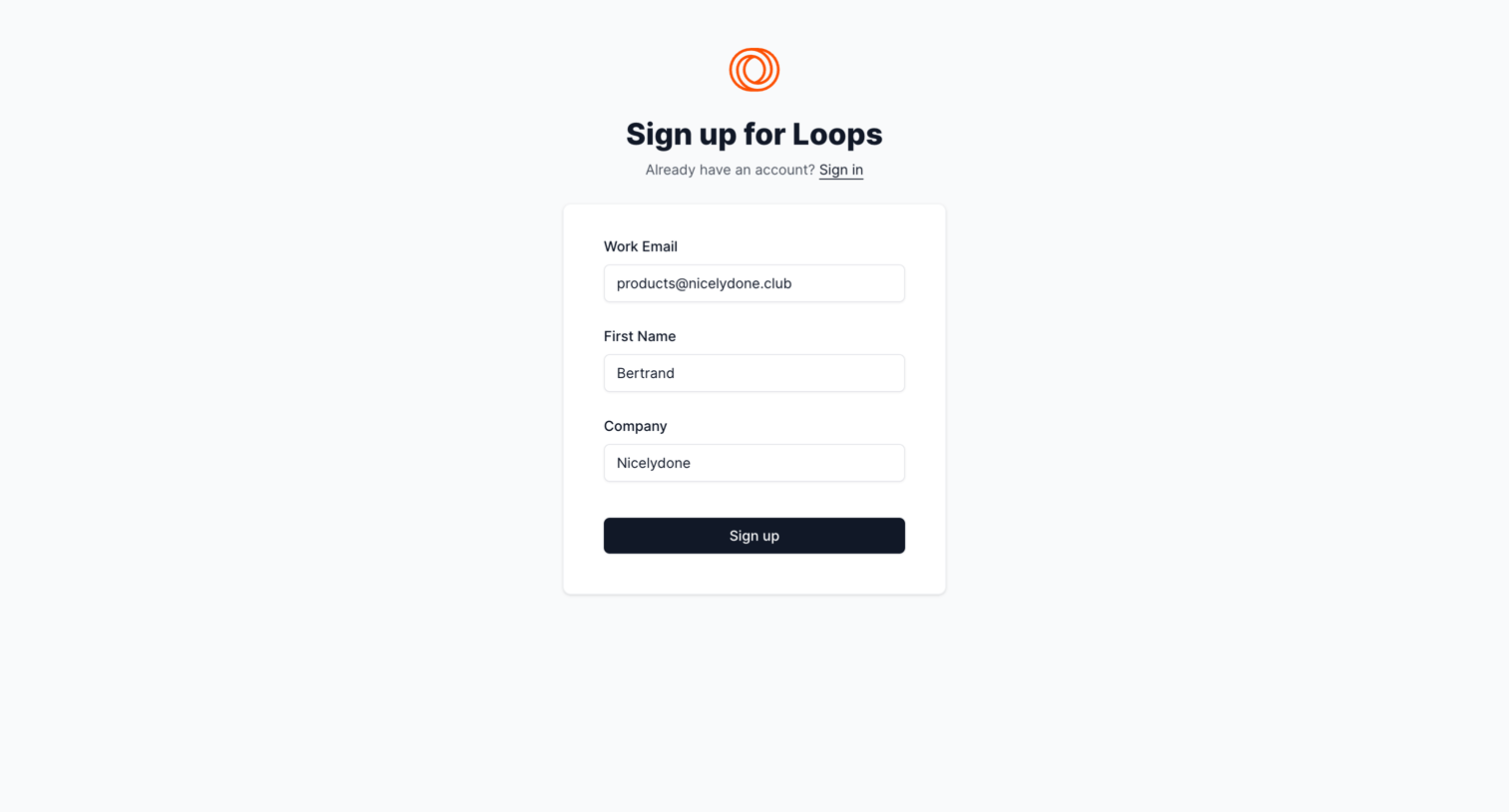 Loops screen