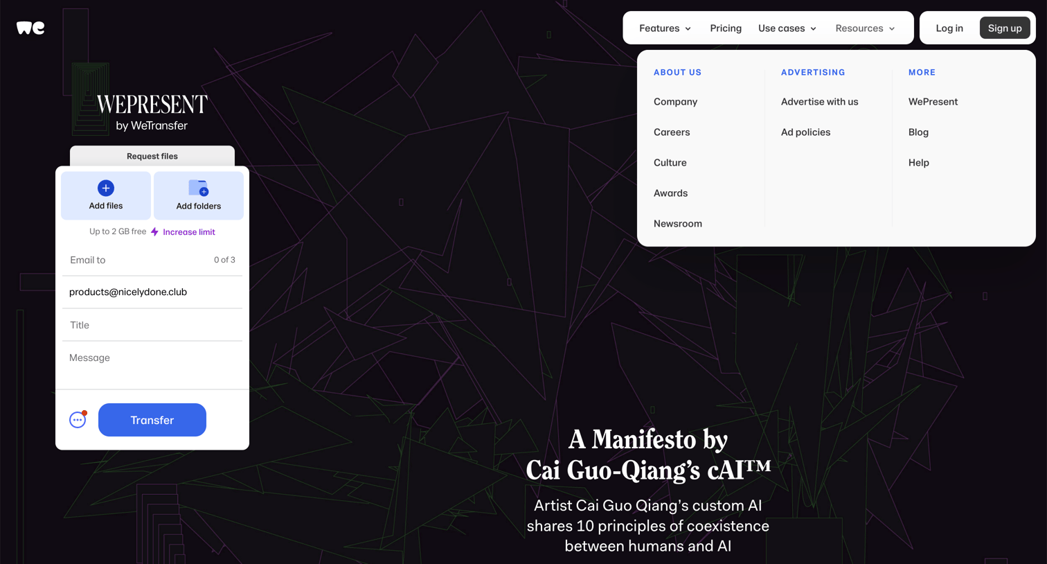 WeTransfer - WeTransfer | Send Large Files Fast screen