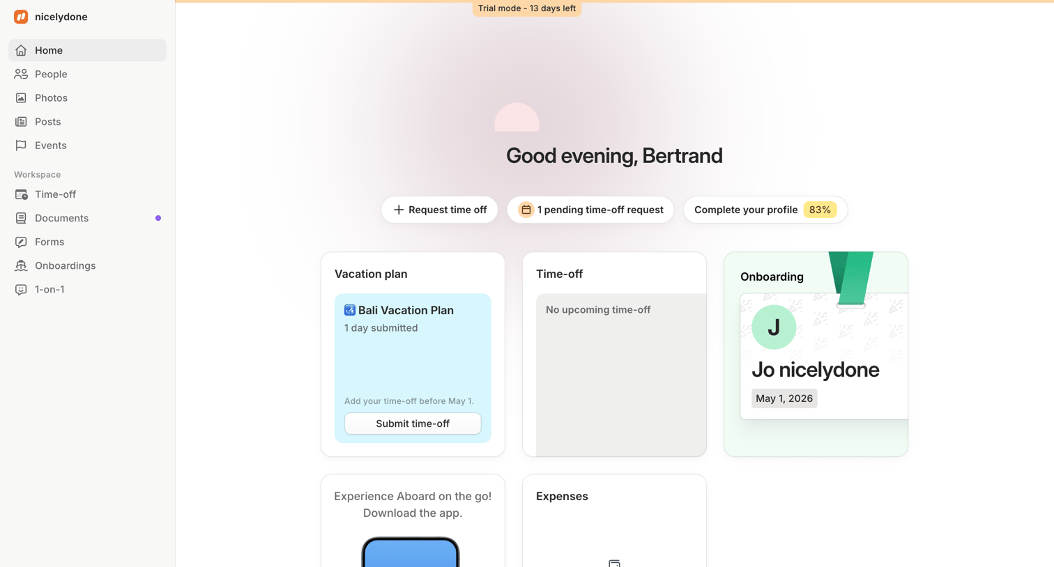 Aboard screen