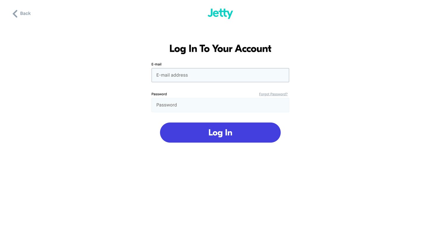 Jetty - Jetty | Login screen