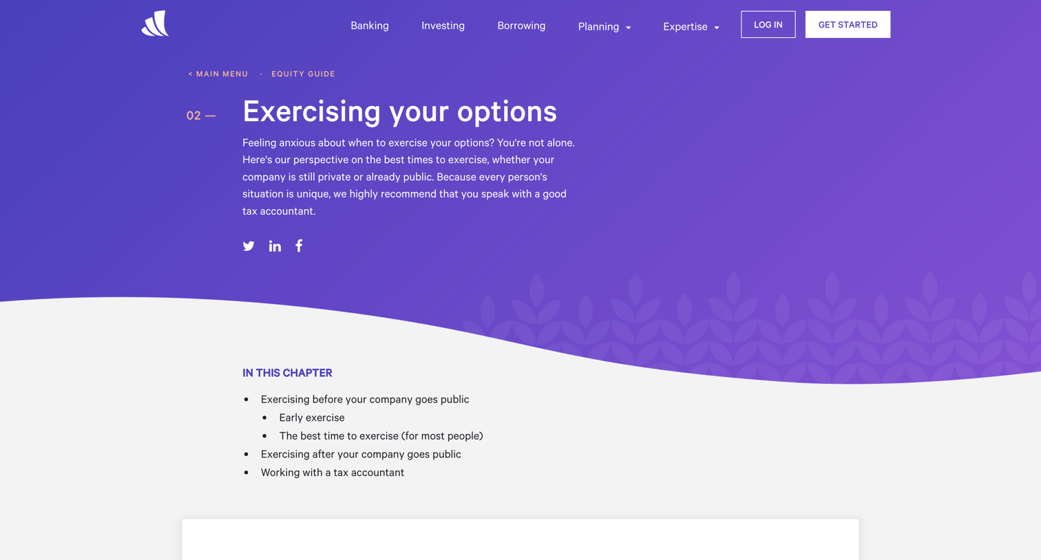 Wealthfront - Exercising Your Stock Options | Wealthfront Equity IPO Guide screen