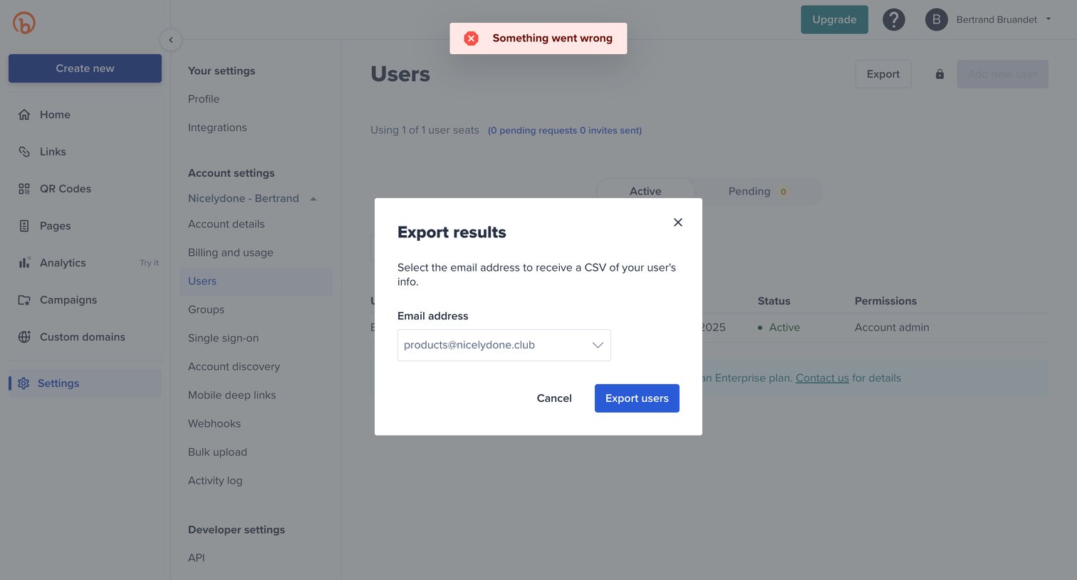 Bitly - Bitly | Settings screen