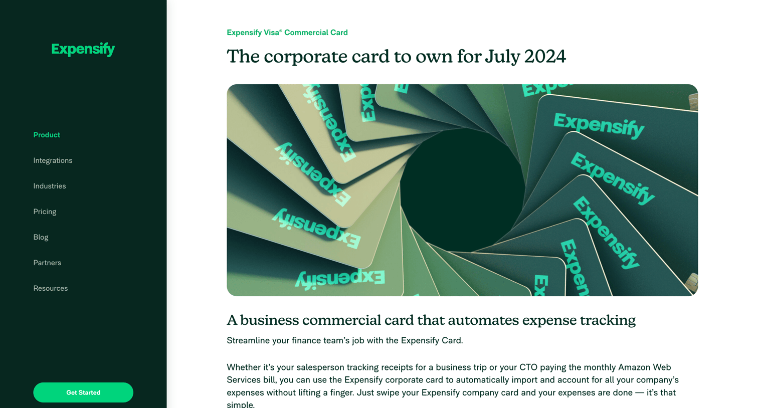 Expensify - Corporate Card for Business Cash Back - July 2024 screen