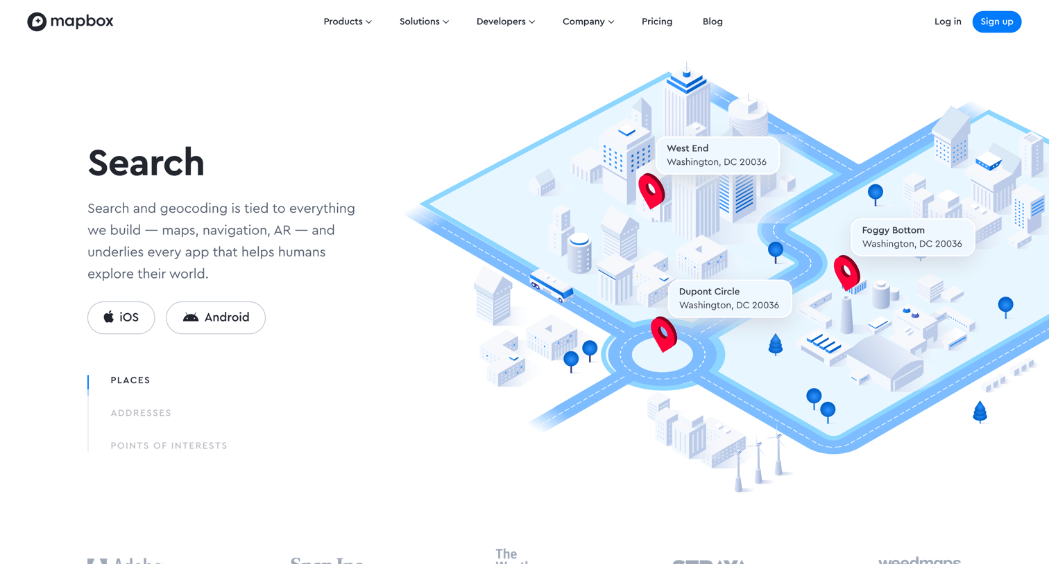 Mapbox - Search | Mapbox screen