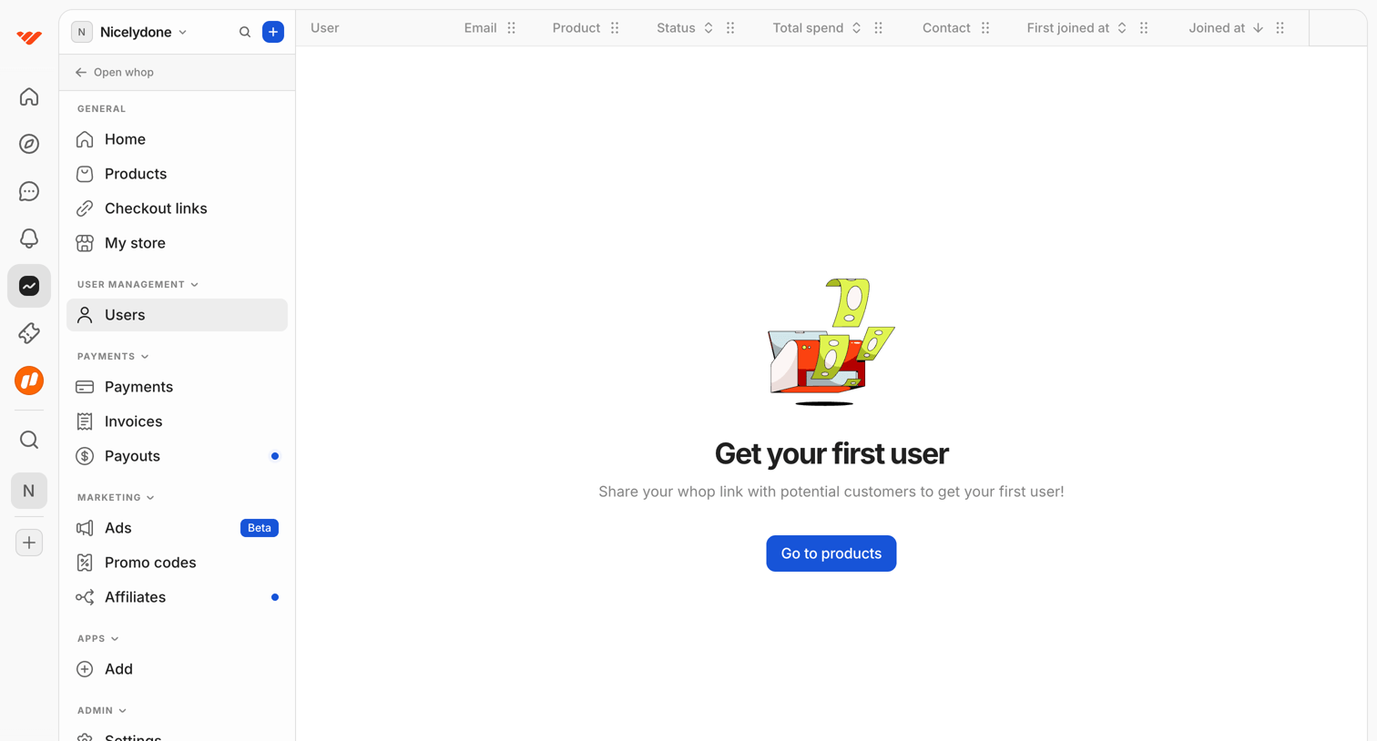 Whop - Users | Nicelydone screen