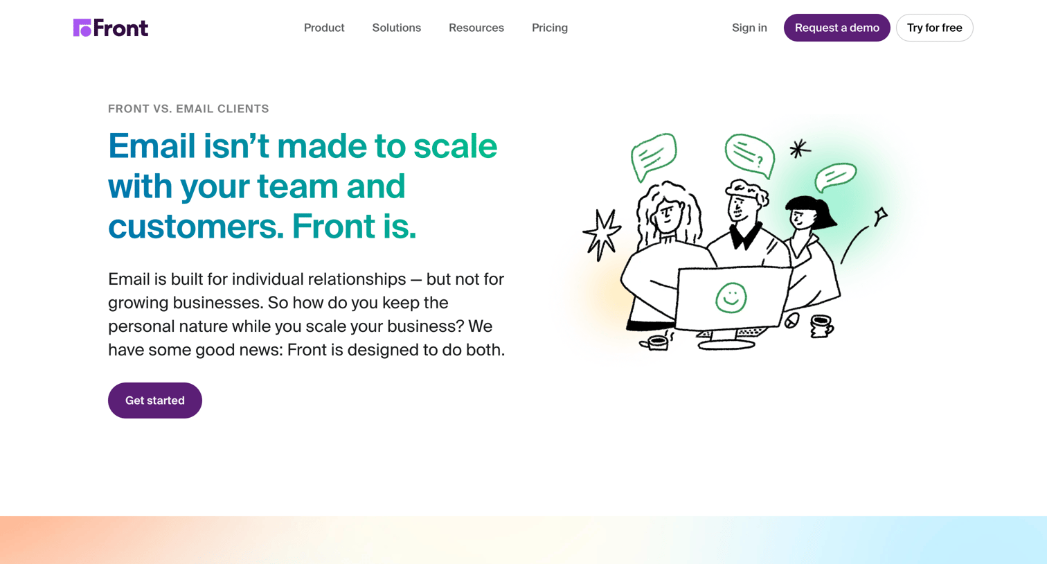 Front - Front vs. Email Clients | Front screen