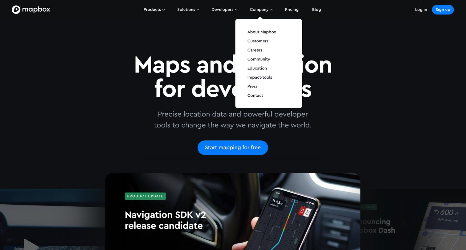 Mapbox - Maps, geocoding, and navigation APIs | SDKs  Mapbox screen