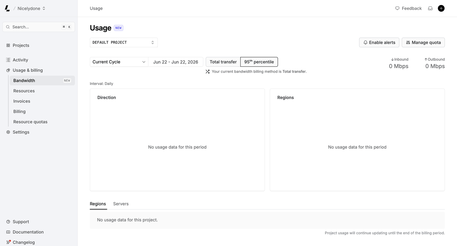 Latitude.sh - Usage – Dashboard - Latitude.sh screen