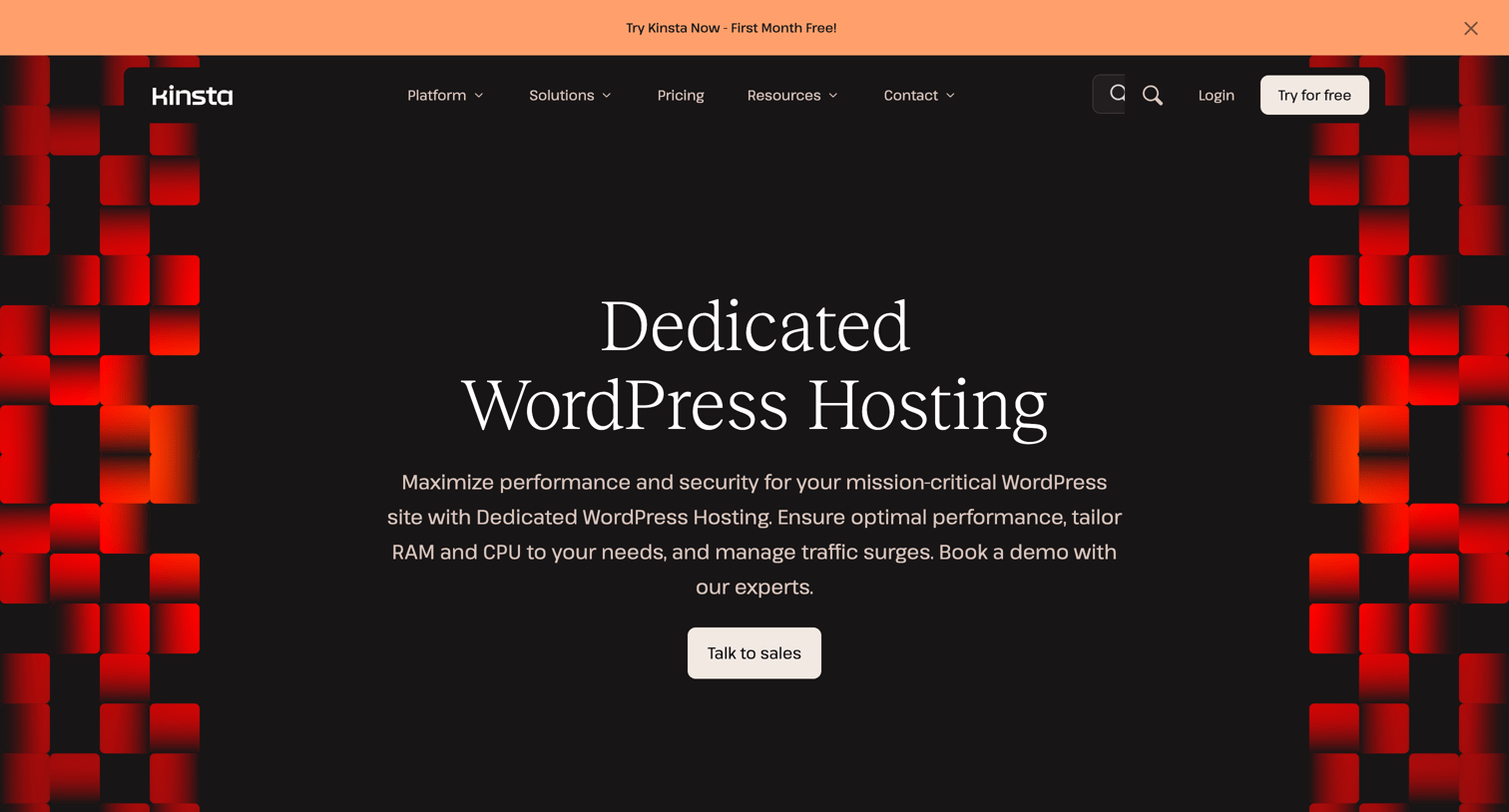 Kinsta - Dedicated WordPress Hosting - Kinsta® screen
