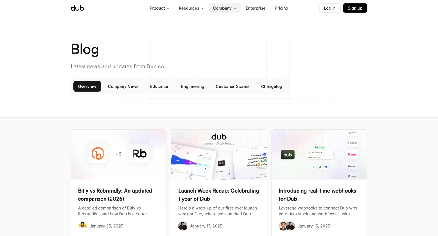 Dub - Blog | Dub.co screen