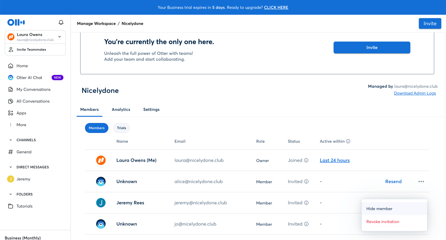 Manage Workspace - Otter.ai from Otter