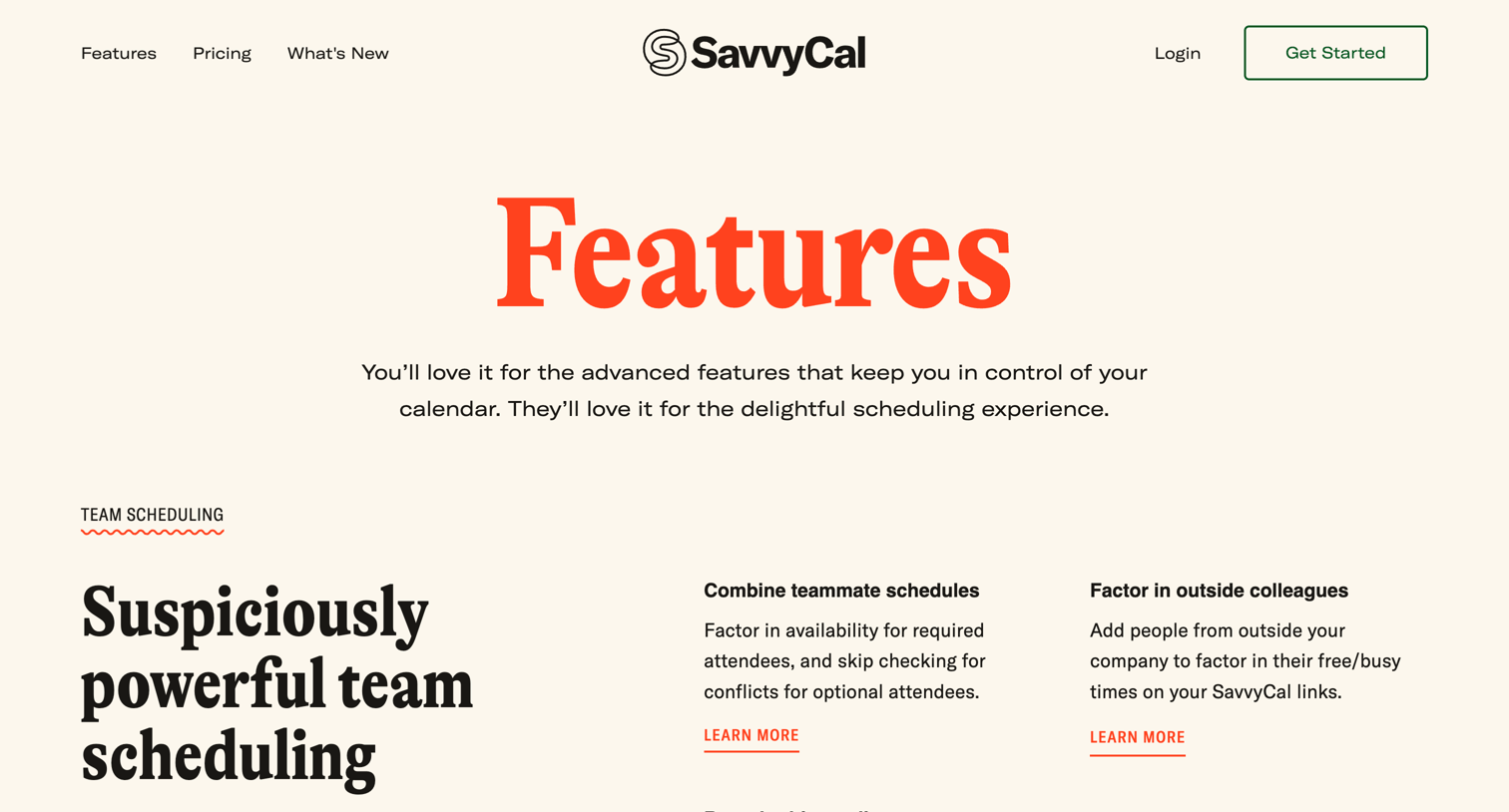 SavvyCal - Features · SavvyCal screen