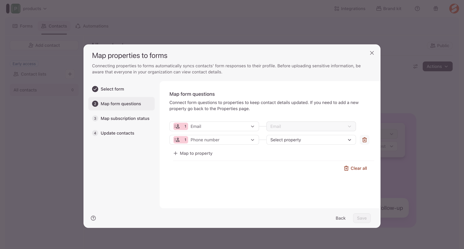 Typeform - Typeform - Contacts screen