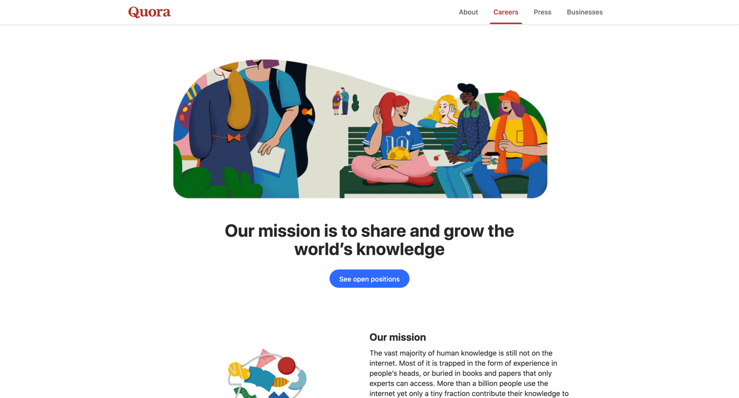 Quora - Careers screen