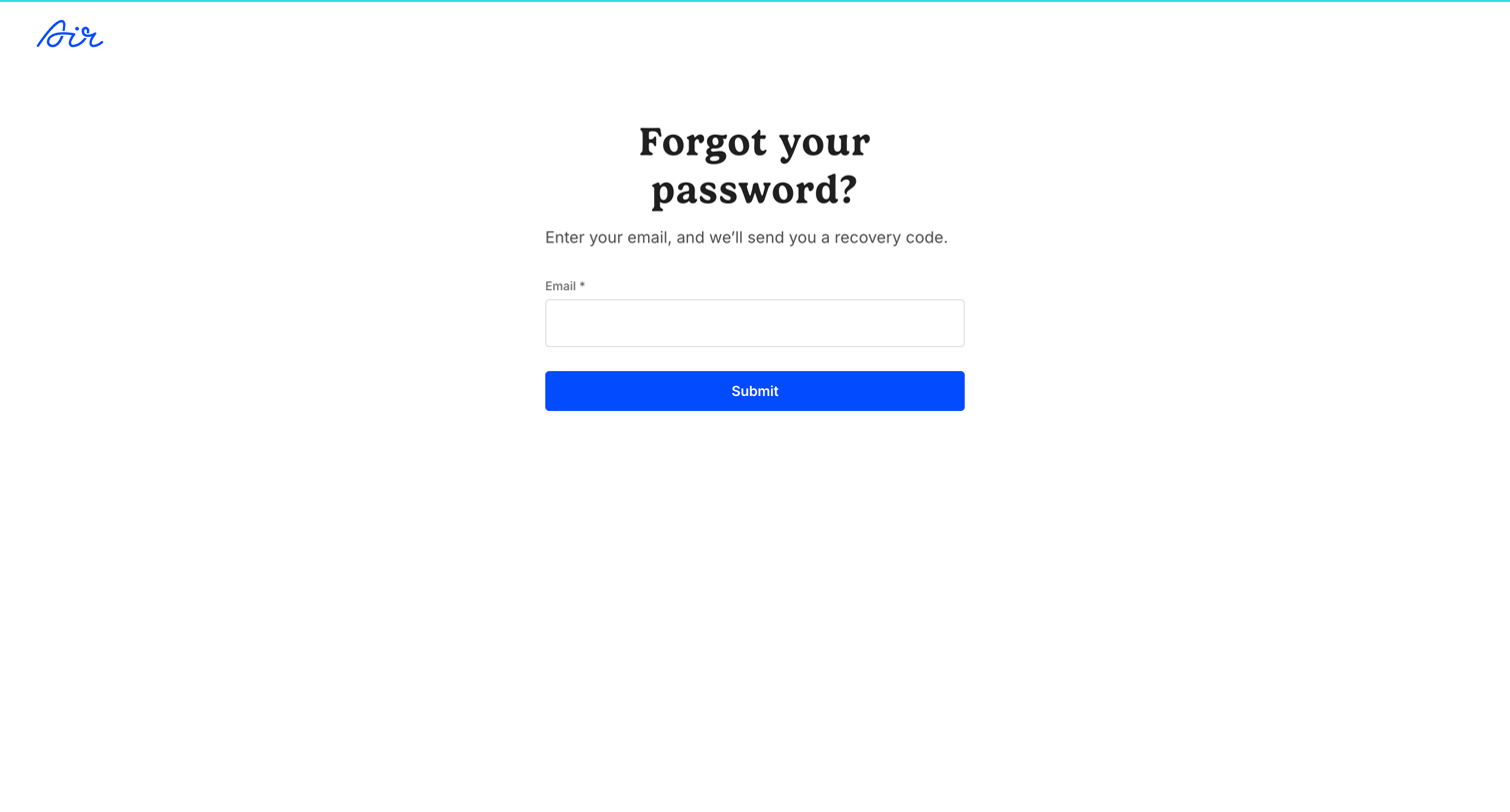 Air - Forgot password / Air screen