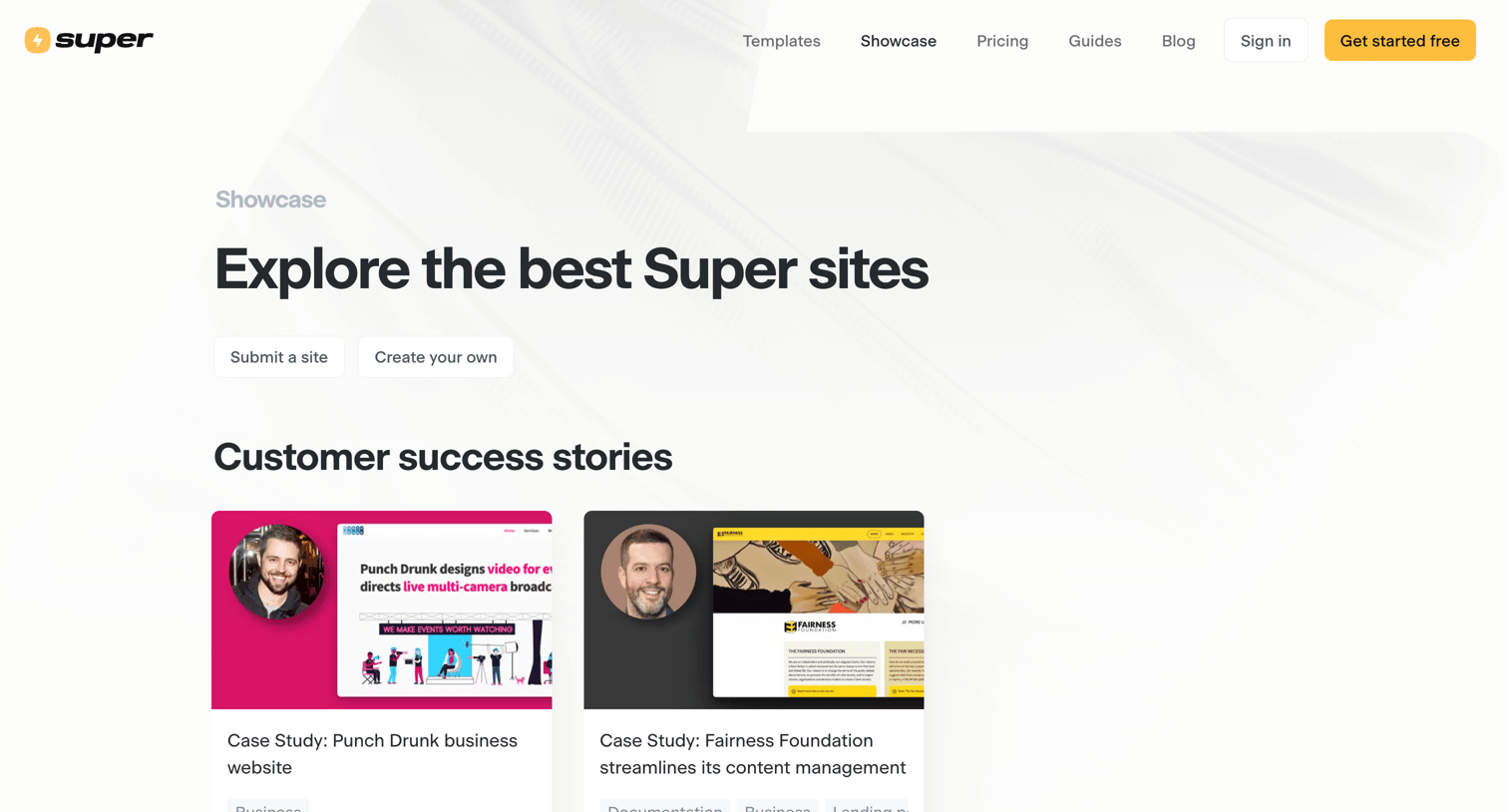Super - Showcase screen