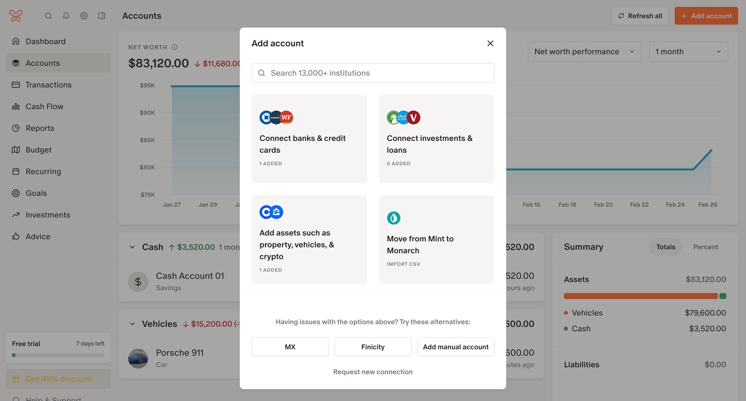 Monarch - Monarch | Accounts screen
