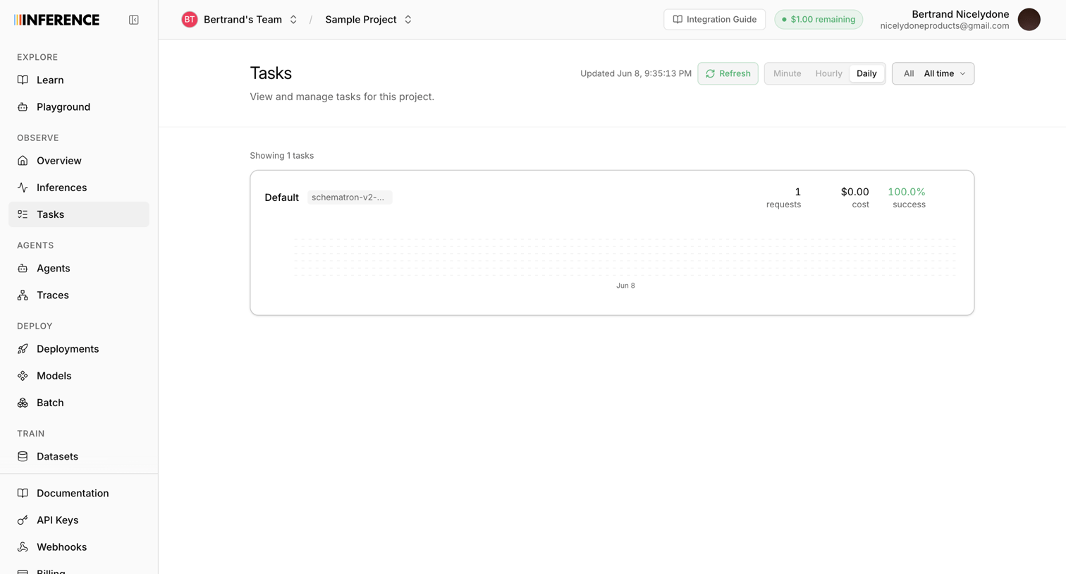Inference - Tasks | inference.net screen