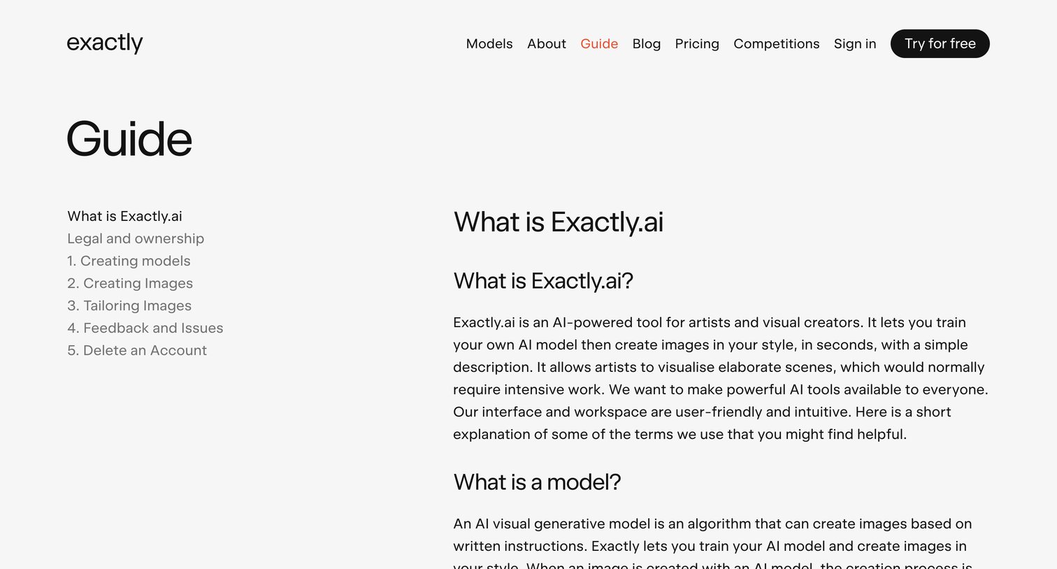 Exactly - Guide | Exactly.ai screen
