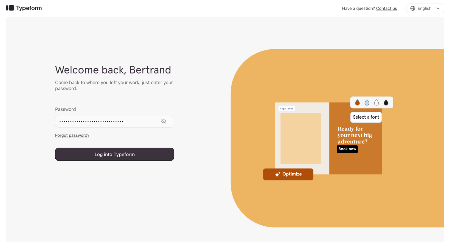Typeform screen