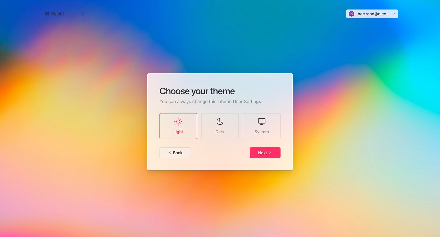 Raster - Choose your theme screen