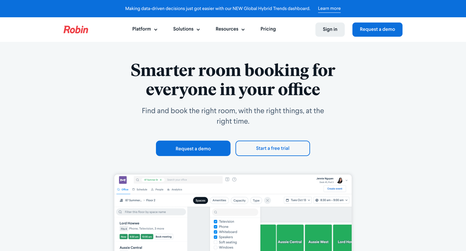 Robin - Conference Room Scheduling | Robin screen