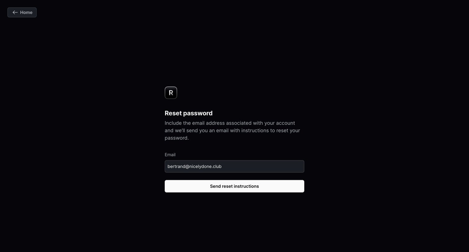Resend - Reset password · Resend screen