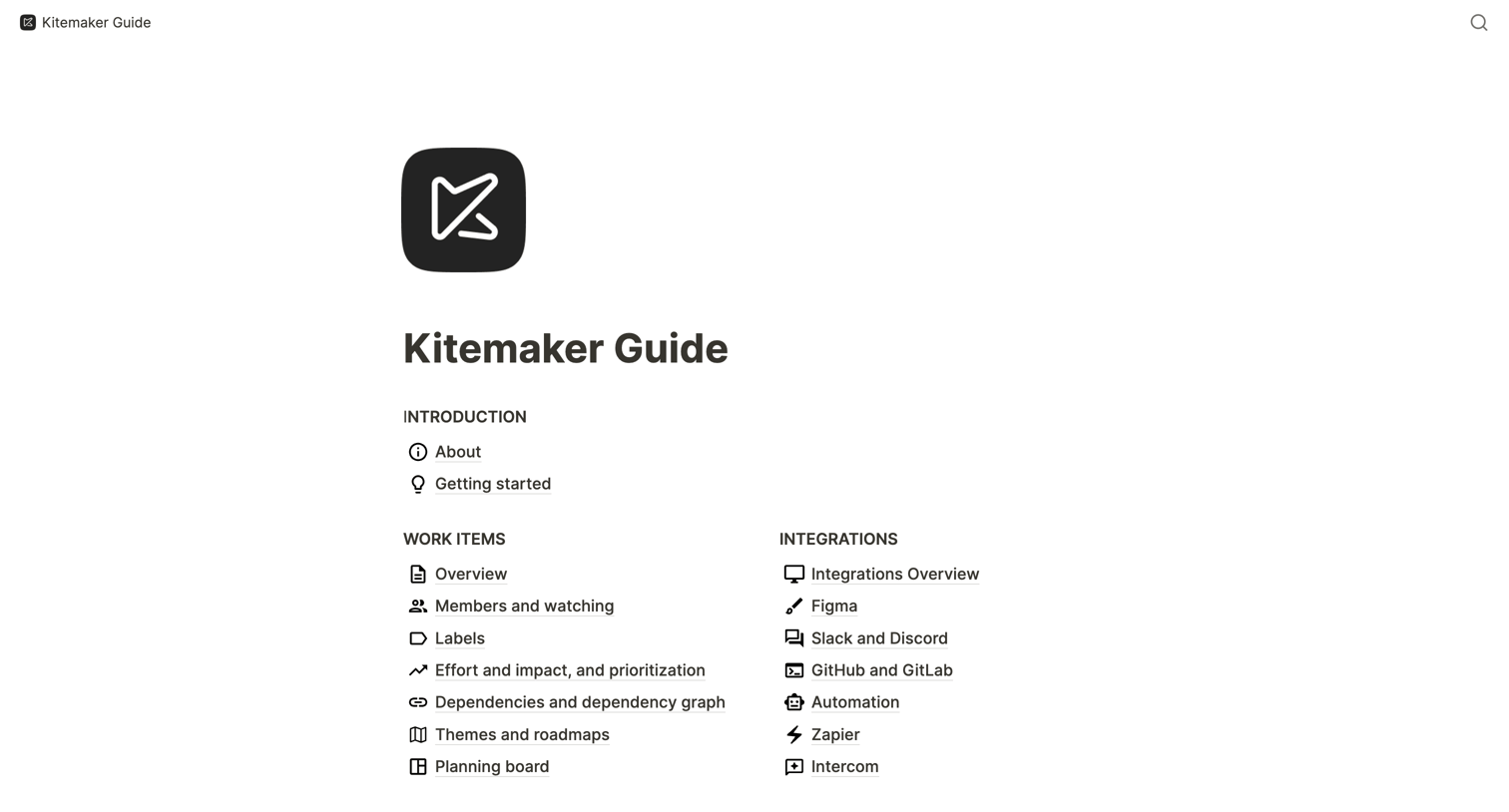Kitemaker - Kitemaker Guide screen