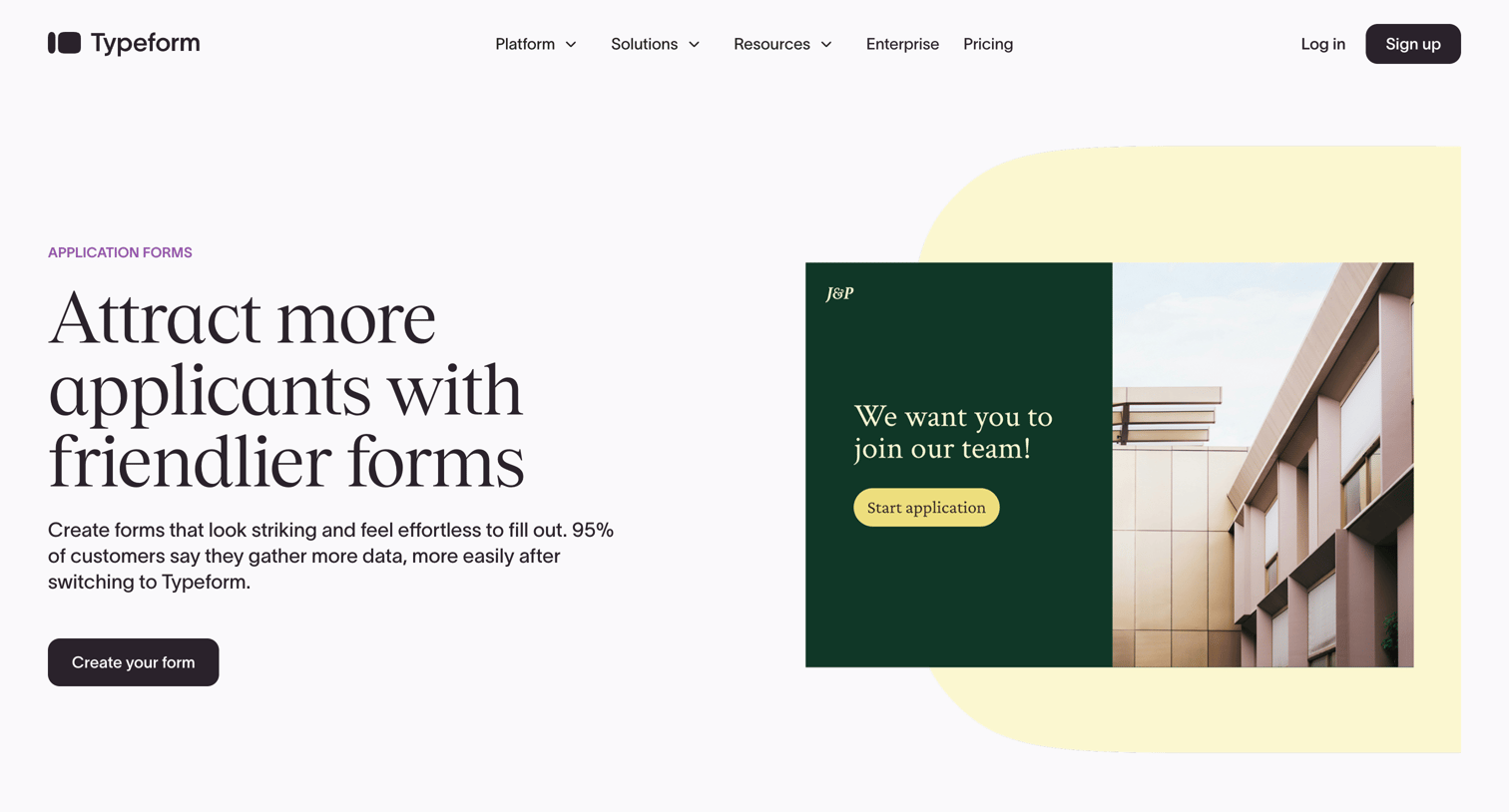 Typeform - Create Easy Application Forms with Typeform screen