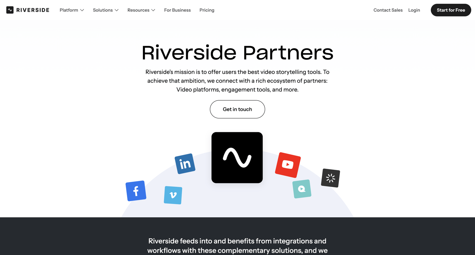 Riverside - Partner Page - Riverside screen