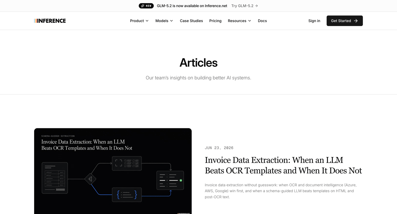 Inference - Content | Inference.net screen