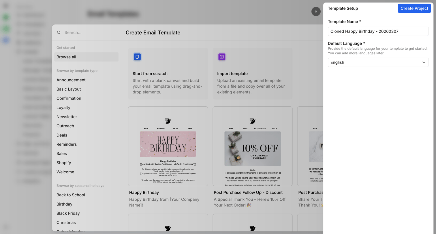 Bird - Email Templates | Bird screen