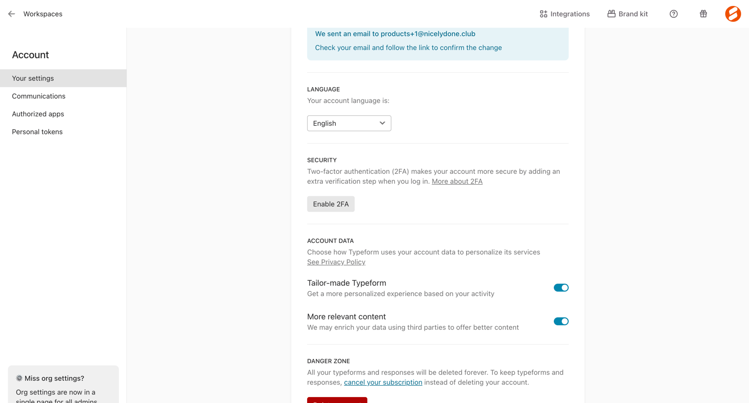 Typeform - Account from Typeform