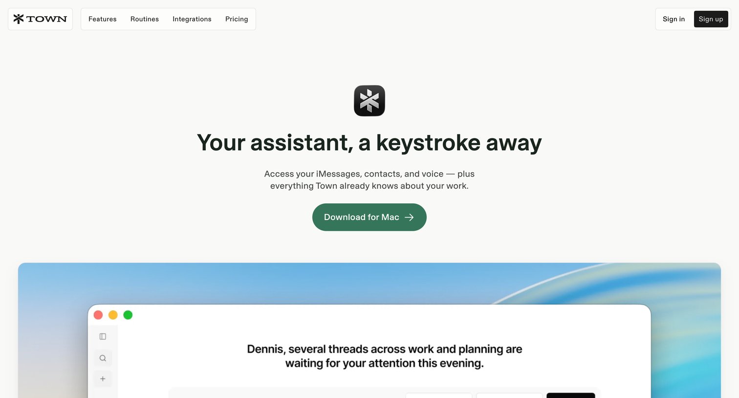 Town - Your assistant, a keystroke away · Town for Mac screen