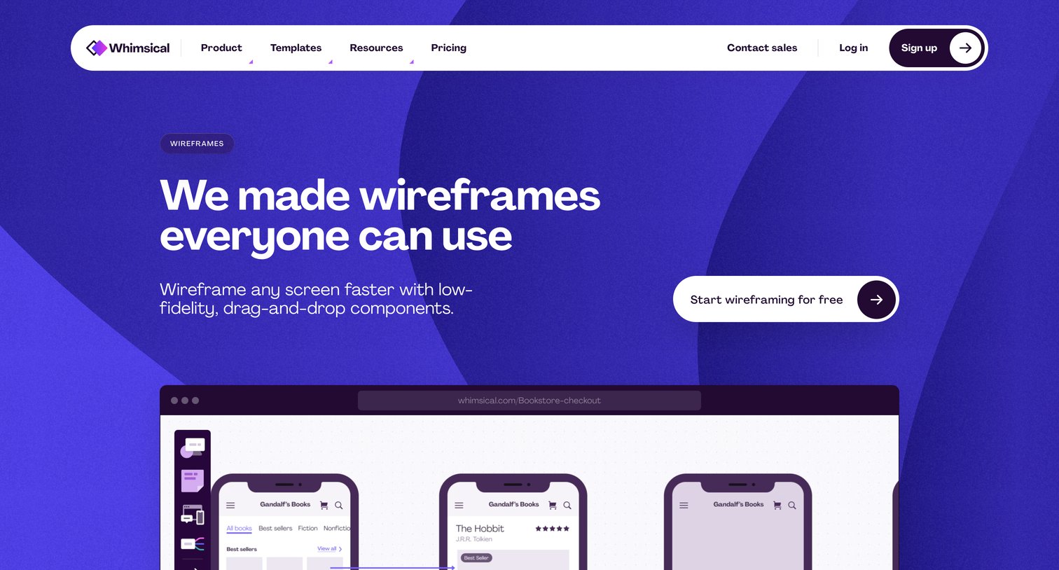 Whimsical - Low-fidelity wireframes screen