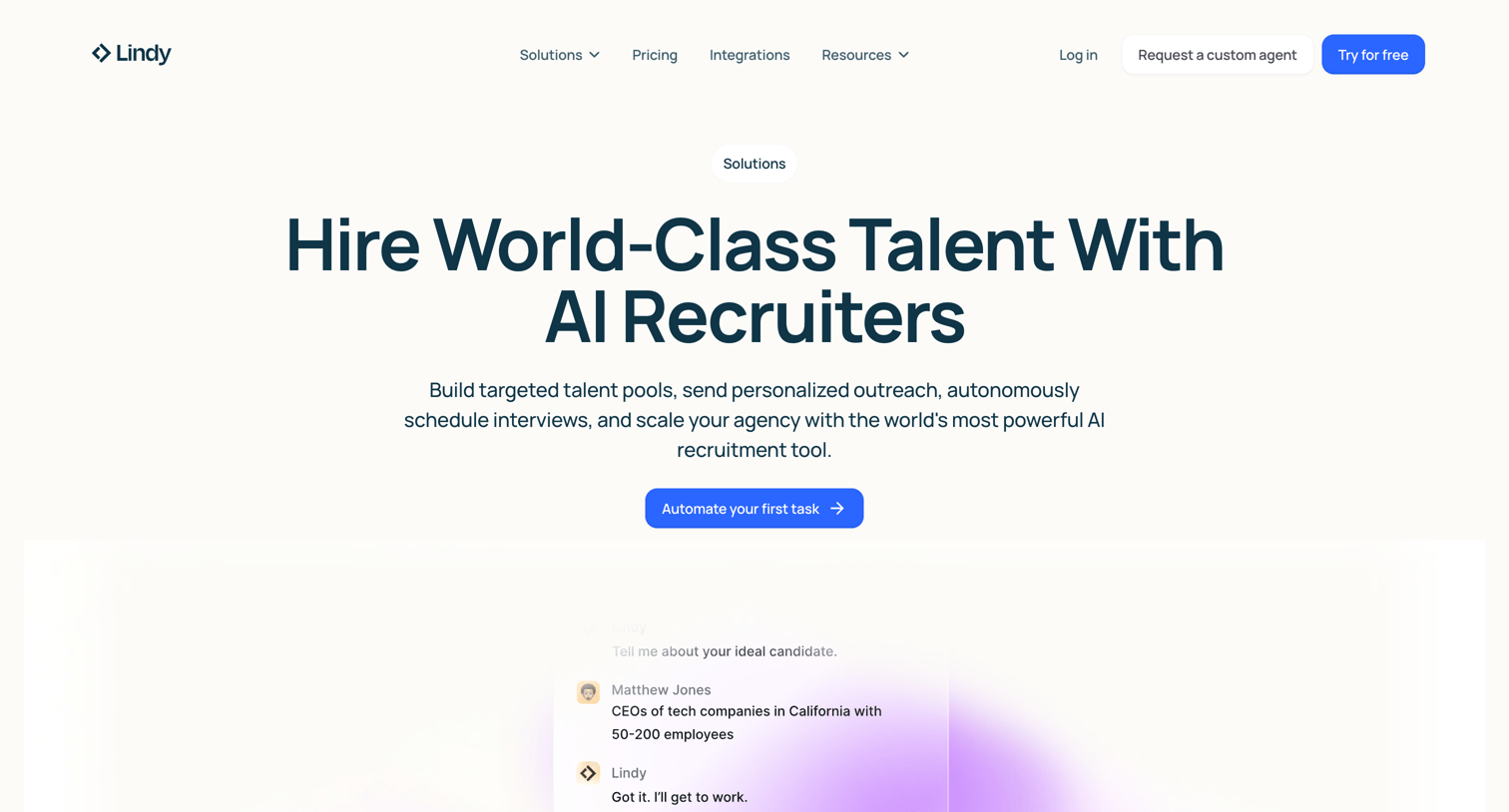 Lindy - AI Recruiting - Lindy screen