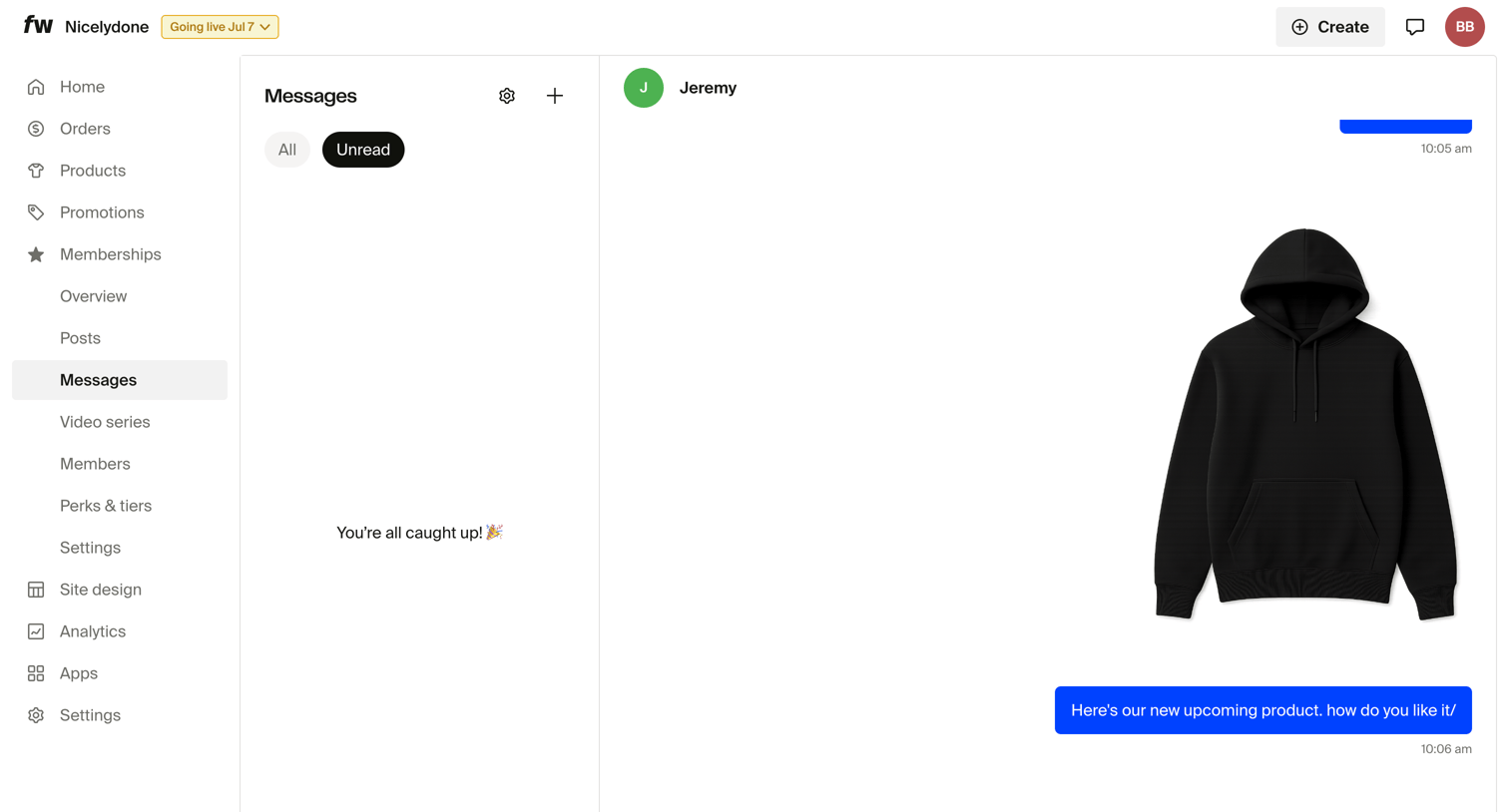 Fourthwall - Dashboard screen