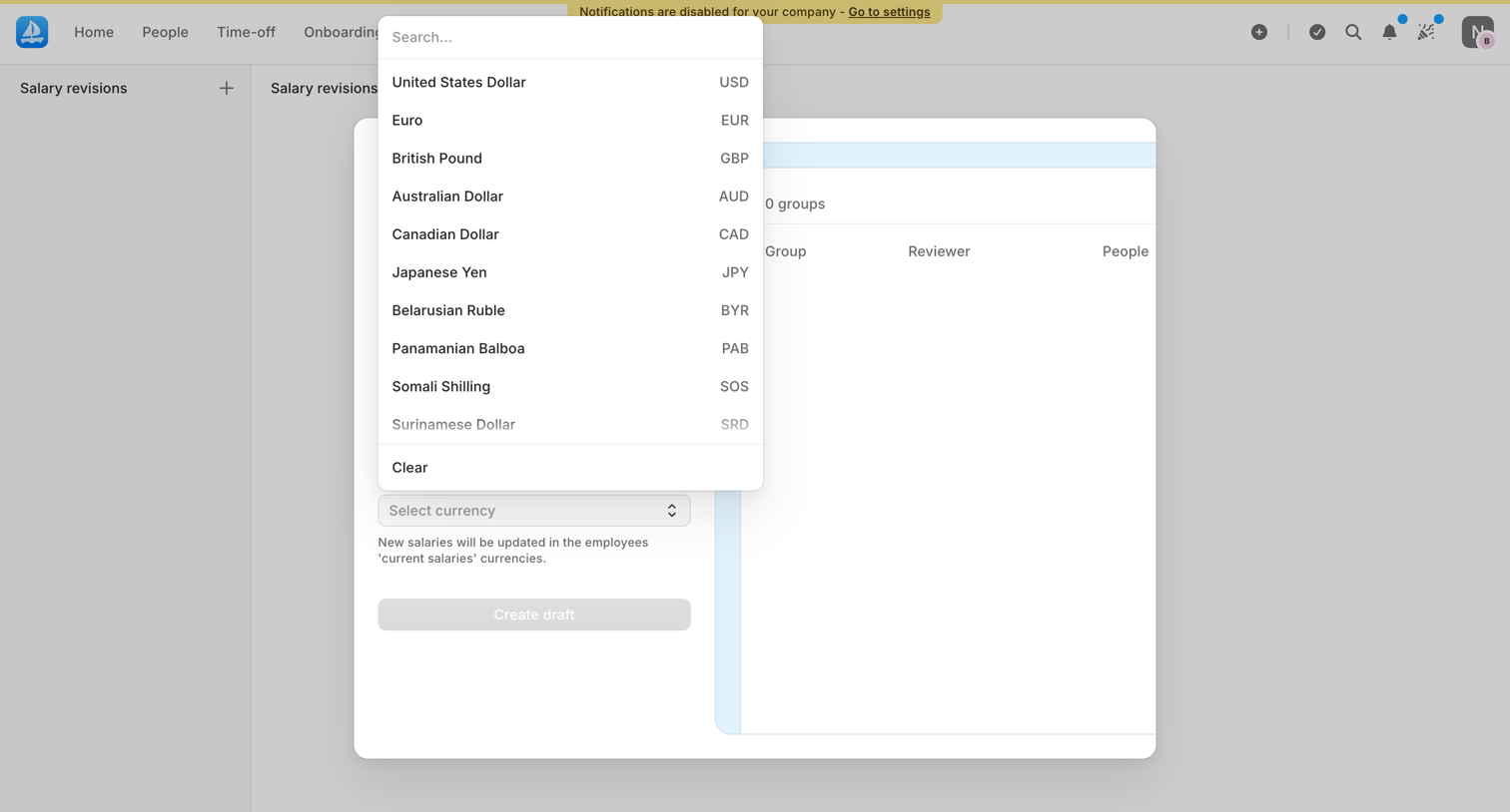 Aboard - Salary revisions | Aboard screen